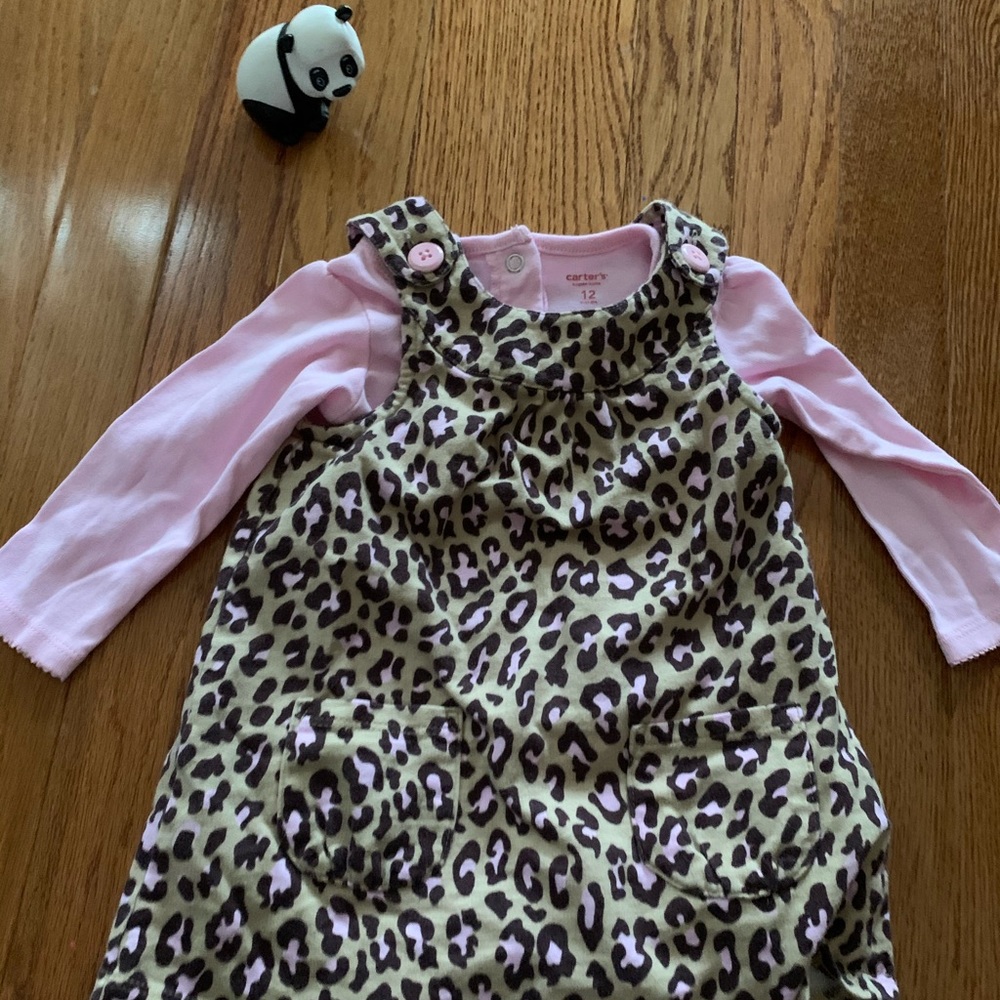 NWOT Super cute leopard print dress & pink shirt